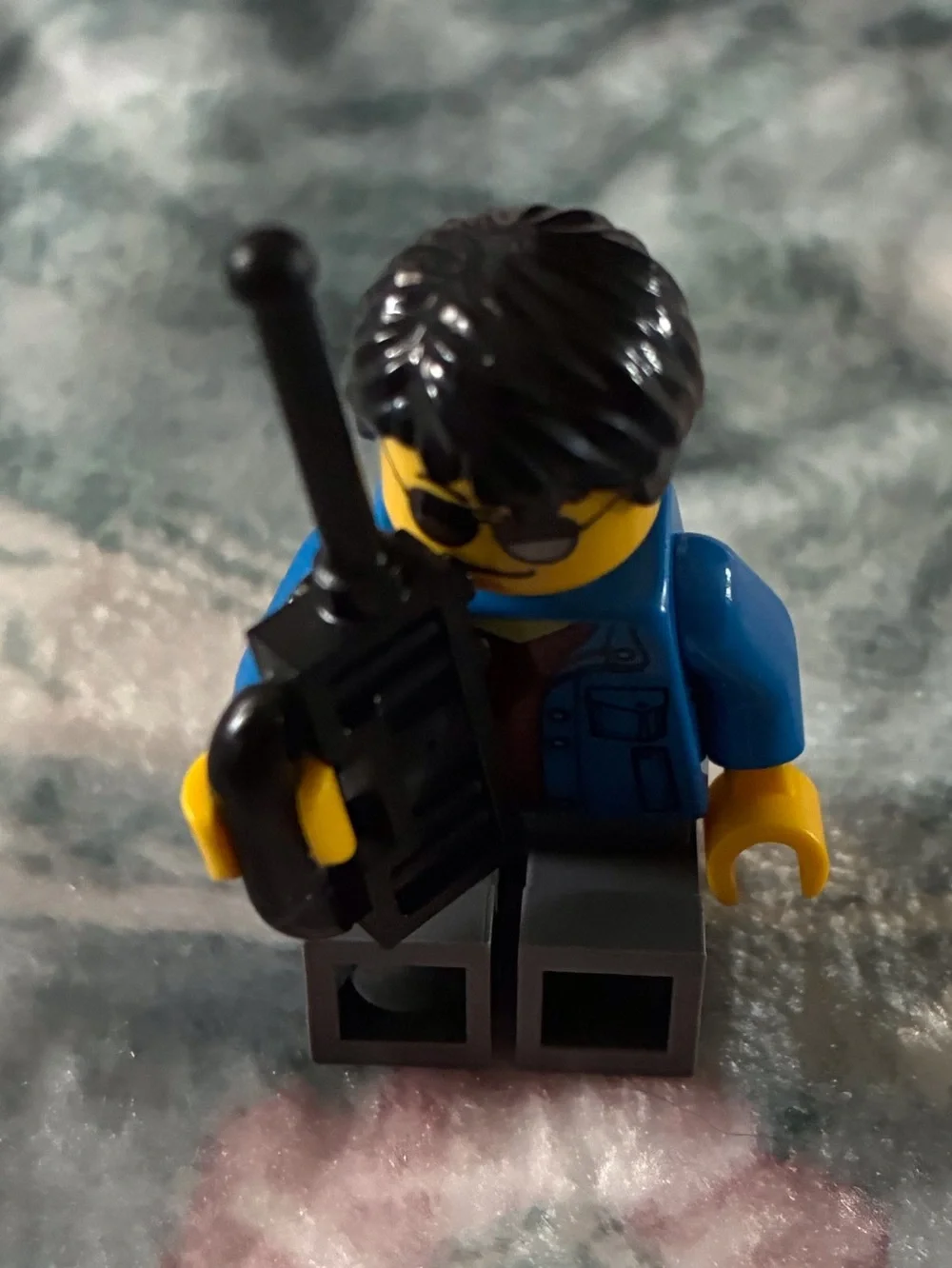LEGO Minifigure with Blue Jacket and Black Hair